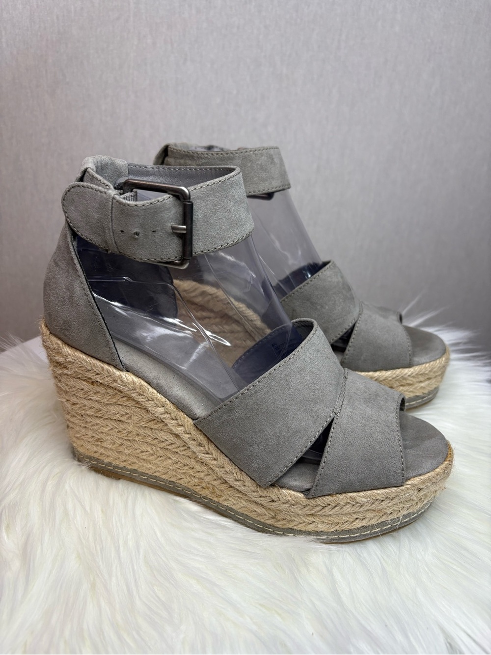 Target Gray Suede Espadrille Wedge Sandals